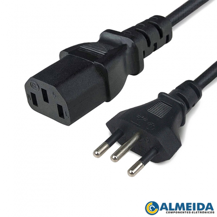 CABO DE FORCA ATX PP 3X0,75MM 10A 250V NBR 1,50MTS LCD/CPU INMETRO