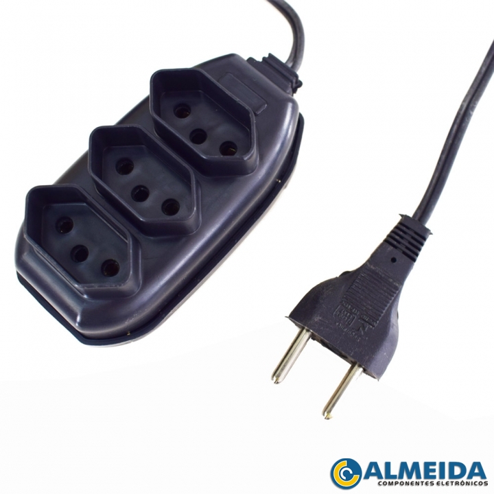 EXTENSAO TRIPLA 10A 2 PINOS 2X0,75MM 10 METROS (FFS)