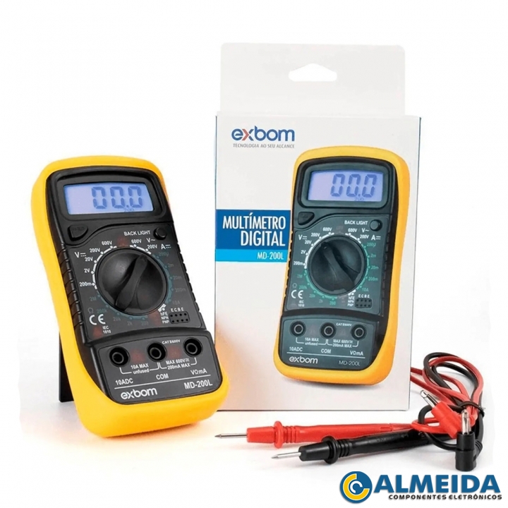 MULTIMETRO DIGITAL C/ ILUMINACAO AC/DC MD-200L EXBOM