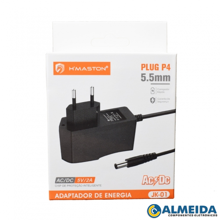 FONTE 5V 2A PLUG P4 5.5X2.5MM JK-01 H-MASTON