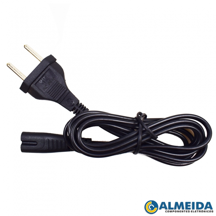 CABO DE FORCA TIPO 8 TV 2X0,75MM 1,8MTS NACIONAL