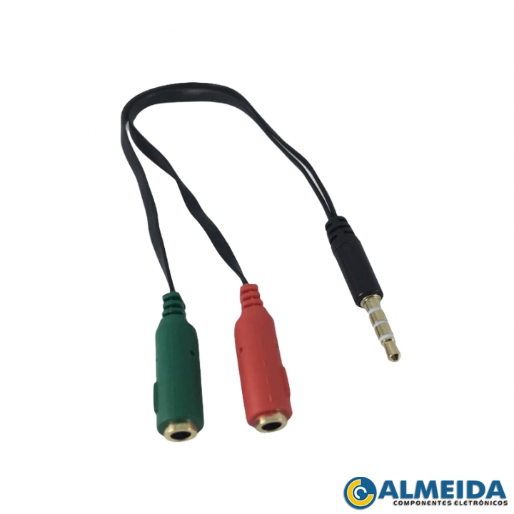 CABO ADAPTADOR P3 MACHO PARA 2 P2 FEMEA (FONE+MIC) LE-1005