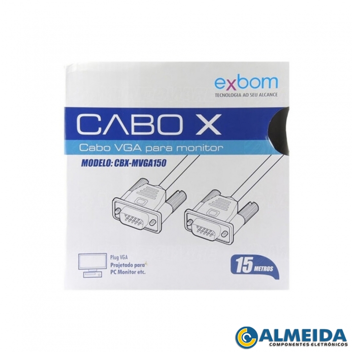 CABO VGA DB15 X DB15 MACHO 15 METROS LE-13 IT-BLUE