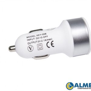 CARREGADOR VEICULAR USB 5V 2 SAIDAS 2.1A/1A CROMADO