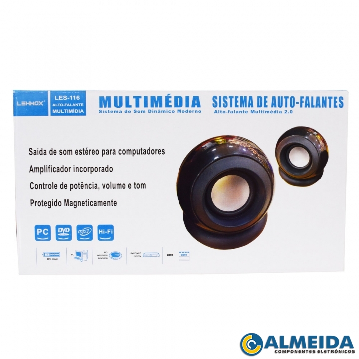 CAIXA DE SOM USB PARA PC/CELULAR/MP3 5W LES-116 LEHMOX