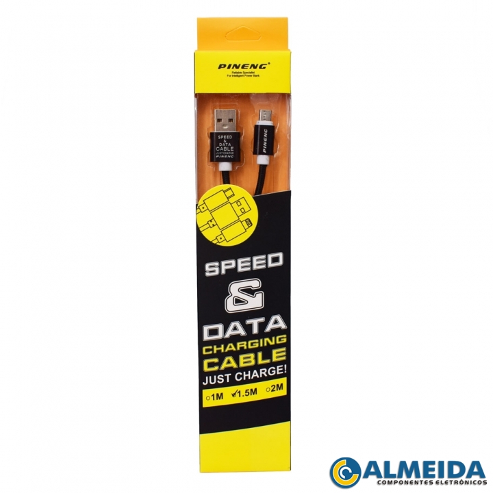 CABO USB MICRO USB V8 C/ MALHA DE NYLON 1,5 METROS PINENG