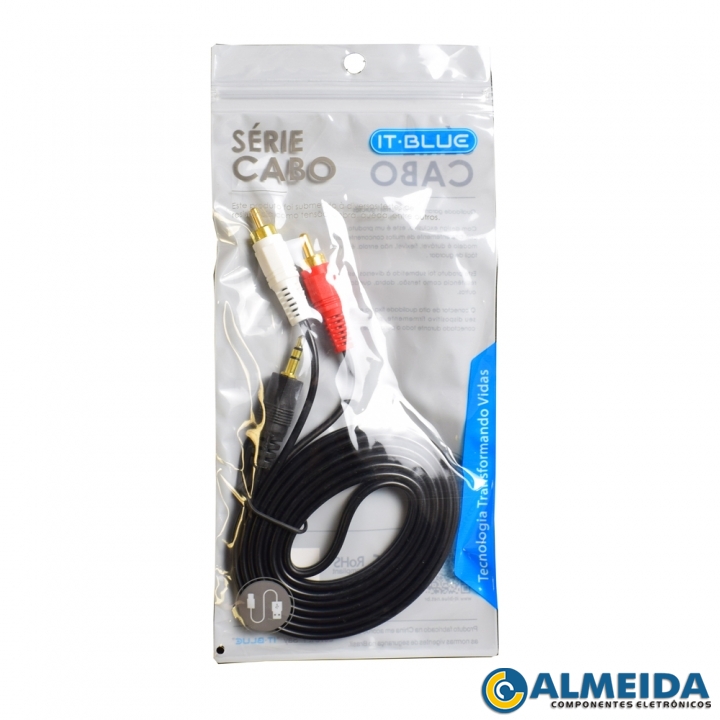 CABO 2RCA + P2 STEREO 1,5 METROS LE-1008-1 IT-BLUE