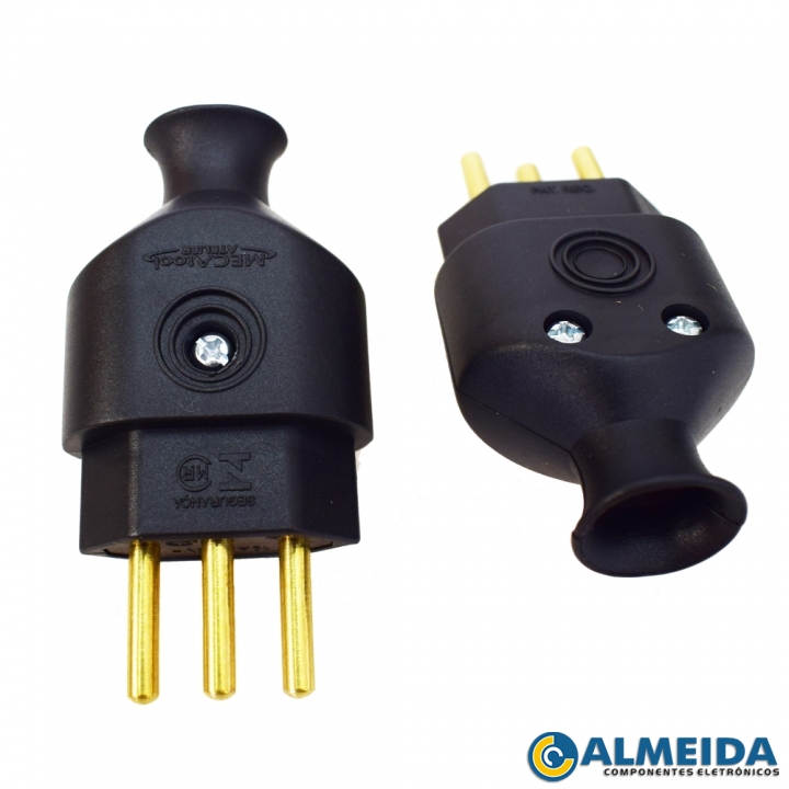 PLUGUE MACHO 3 PINOS 20A PROFISSIONAL INMETRO B01020 MECATOOL