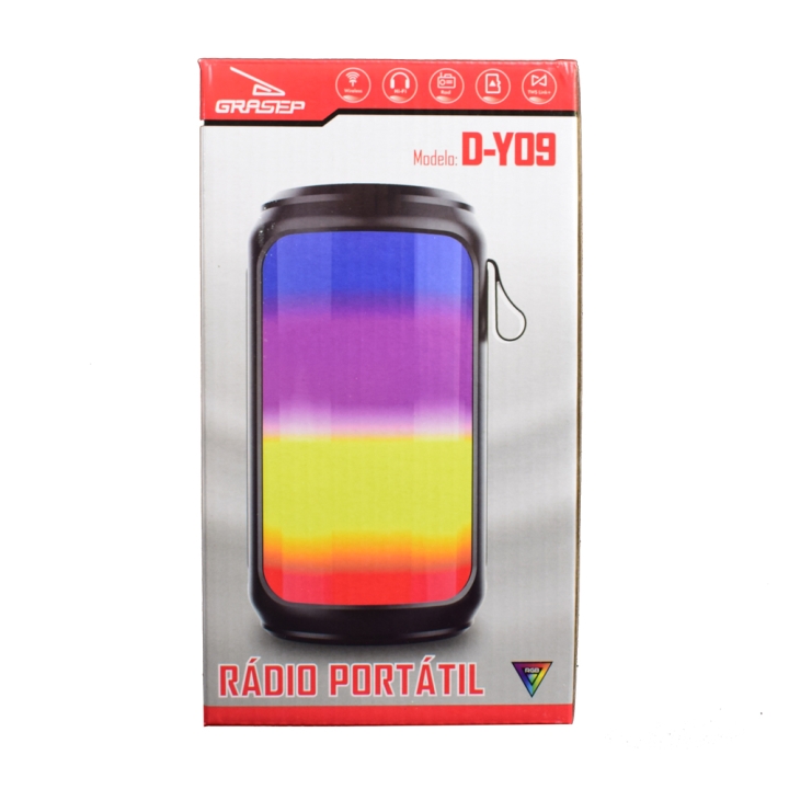 CAIXA DE SOM PORTATIL BLUETOOTH/FM/USB/SD 10W RMS D-Y09 GRASEP