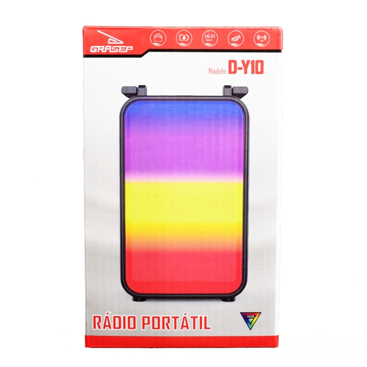 CAIXA DE SOM PORTATIL BLUETOOTH/FM/USB/SD 8W RMS D-Y10 GRASEP