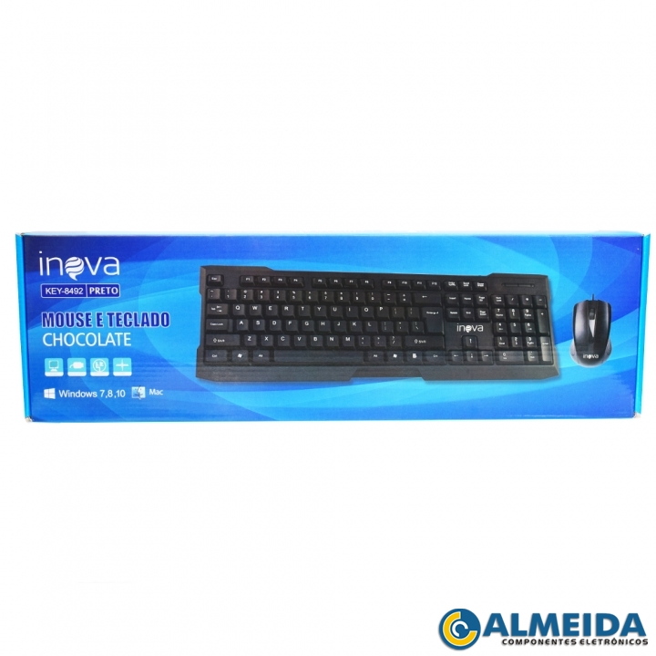 KIT TECLADO E MOUSE COM FIO KEY-8492 INOVA