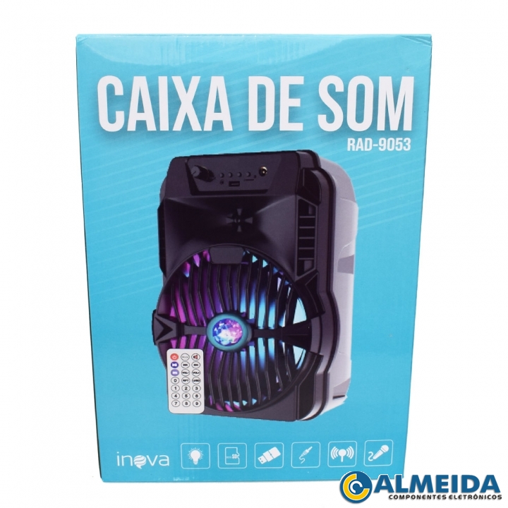 CAIXA DE SOM PORTATIL 15W BLUETOOTH/MIC./FM/SD/USB RAD-9053 INOVA
