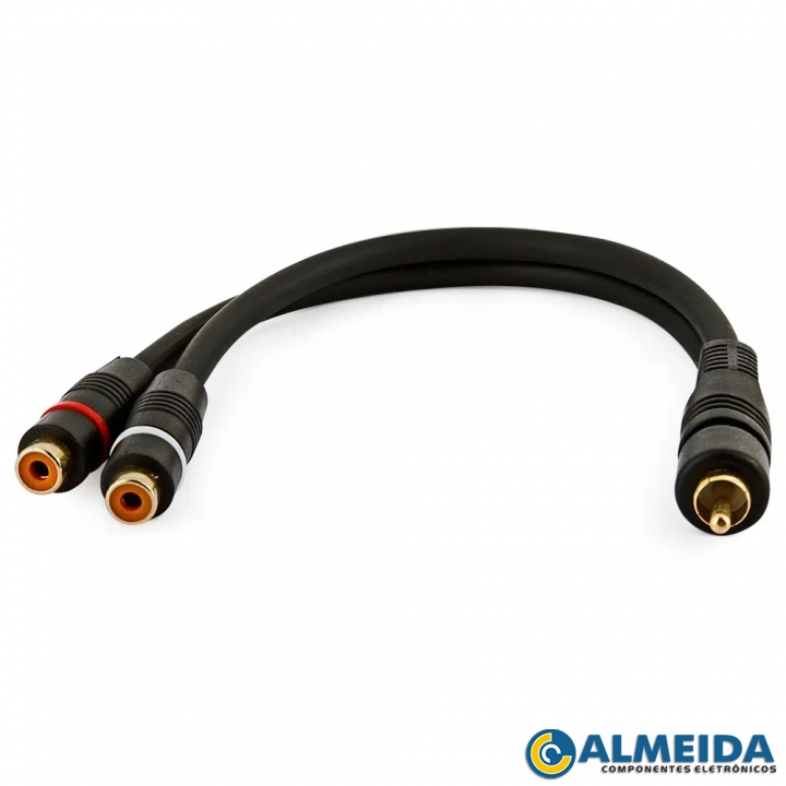 CABO Y 2RCA FEMEA + 1RCA MACHO 20CM 4MM GOLD