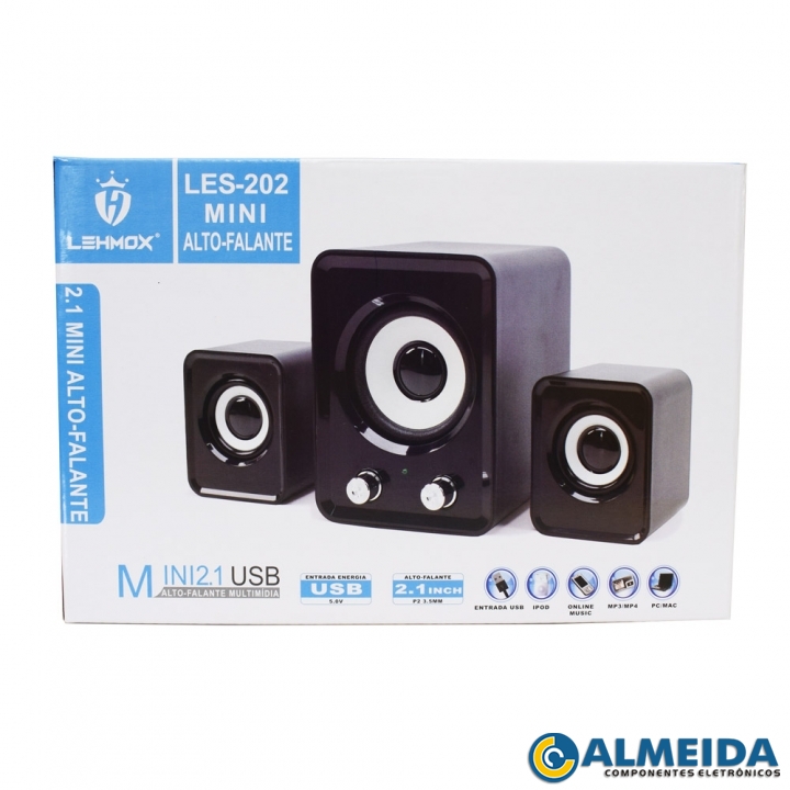 CAIXA DE SOM USB PARA PC/MP3 9W 2.1 SUBWOOFER LES-202 LEHMOX