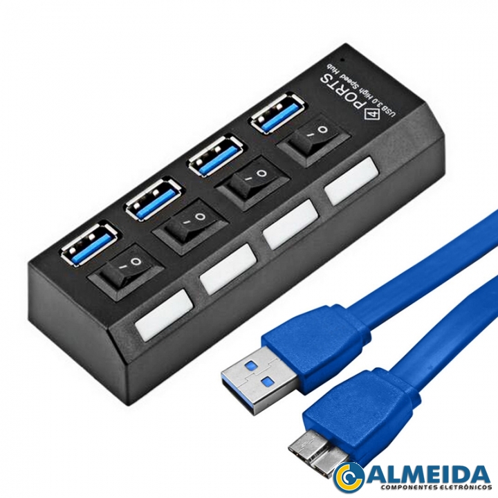 HUB USB 3.0 4 PORTAS ON/OFF C/ LED MST-003 TOMATE