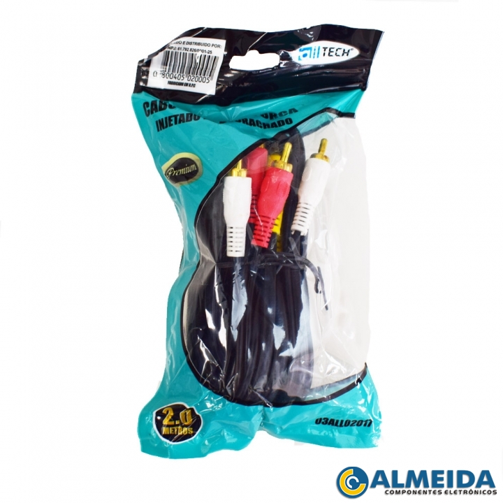 CABO 3RCA + 3RCA 2 MTS EMBALADO ALLTECH