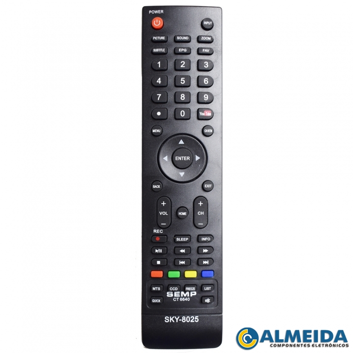 CONTROLE LCD SEMP TOSHIBA YOUTUBE CT6640 SKY-8025