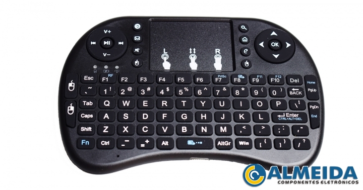 MINI TECLADO WIRELESS 2.4GHZ USB P/ SMART TV/VIDEO GAME/PC