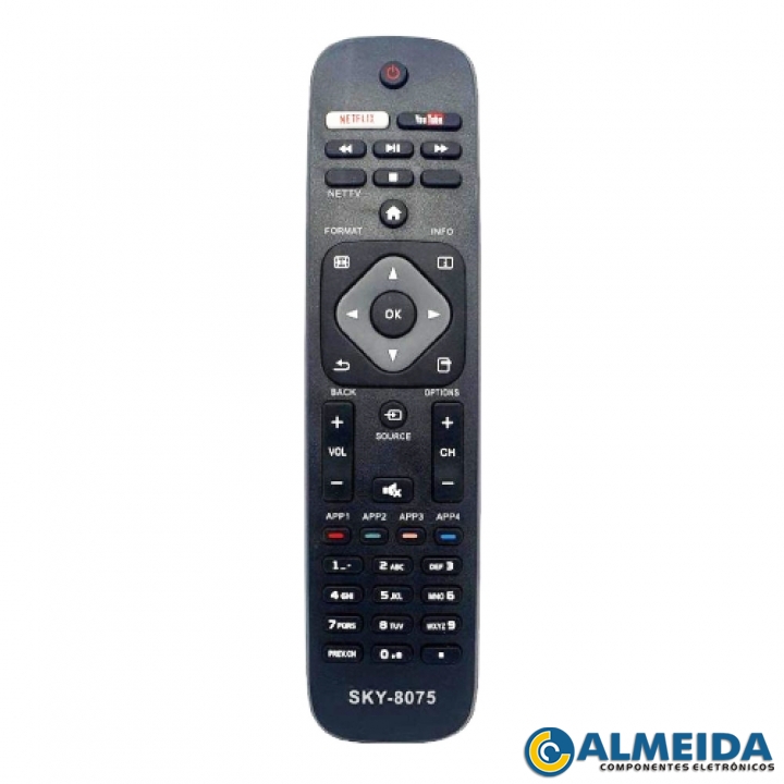 CONTROLE LCD PHILIPS NETFLIX/YOUTUBE 40/48/55PFG SKY-8075