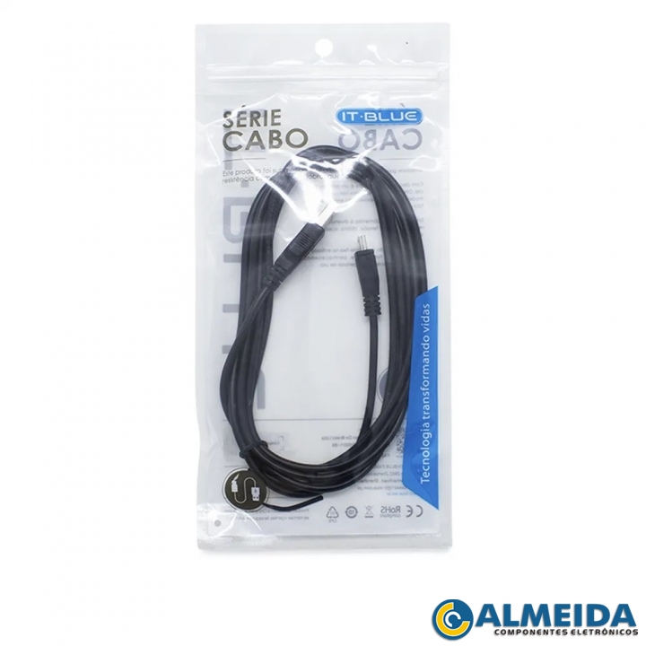 CABO USB MACHO PARA MINI USB V3 2 METROS LE-801 IT-BLUE