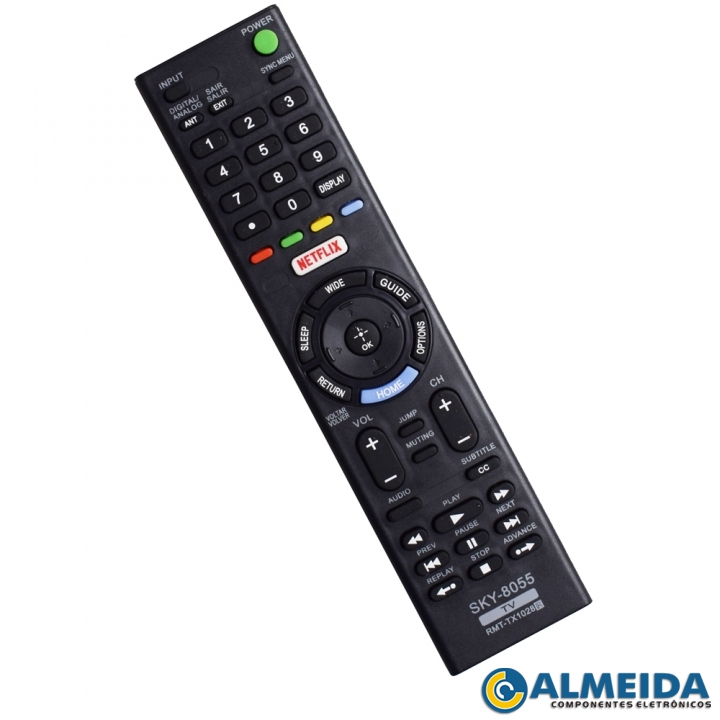CONTROLE LCD SONY SMART TV/NETFLIX RMT-TX102B SKY-8055