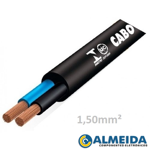 CABO FLEXIVEL PP 2X1,50MM 300/500V PRETO 100 METROS CONTROLLER