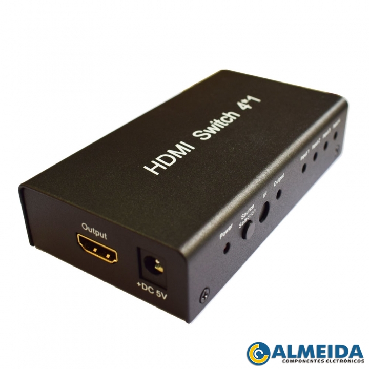 DIVISOR SWITCH HDMI 1 SAIDA X 4 ENTRADAS C/ CONTROLE + FONTE