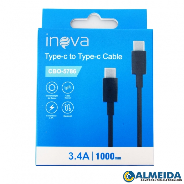 CABO USB TIPO C PARA TIPO C 3.4A XIAOMI/OUTROS 1MT CBO-5786 INOVA