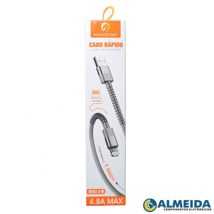 CABO USB LIGHTNING IOS CARGA RAPIDA 4.8A 1 METRO H143-2 H-MASTON
