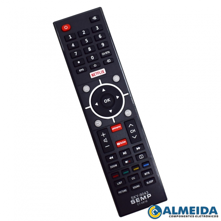 CONTROLE LCD SEMP TOSHIBA NETFLIX/YOUTUBE/GLOBOPLAY SKY-9043