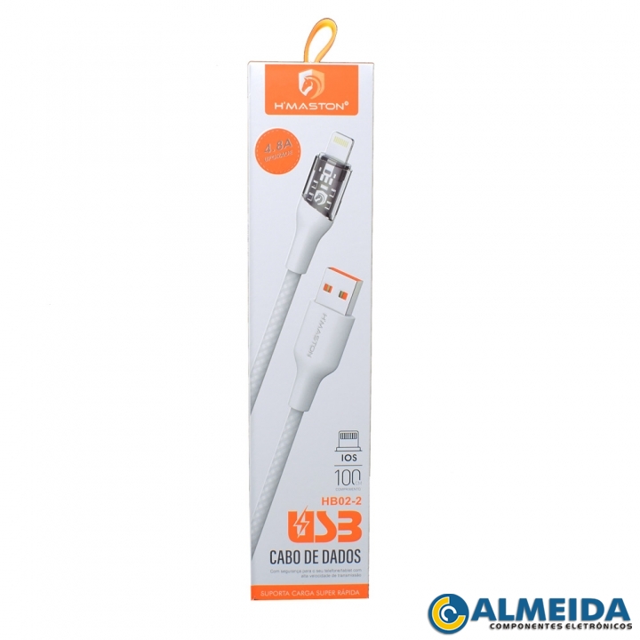 CABO USB LIGHTNING IOS CARGA RAPIDA 4.8A 1 METRO HB02-2 H-MASTON