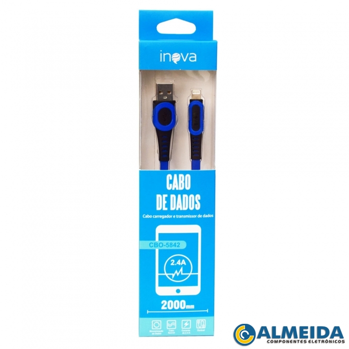 CABO USB LIGHTNING CARGA RAPIDA 2.4A IPHONE 2MTS CBO-5842 INOVA