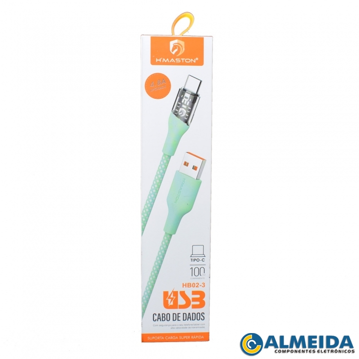 CABO USB TIPO C CARGA RAPIDA 4.8A 1 METRO HB02-3 H-MASTON