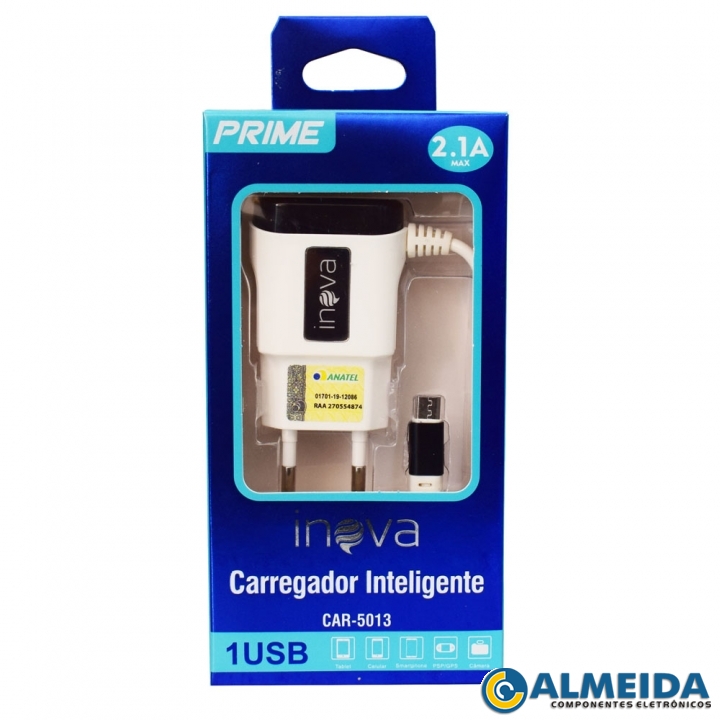 CARREGADOR USB RAPIDO MICRO USB/V8 2.1A CAR-5013 INOVA