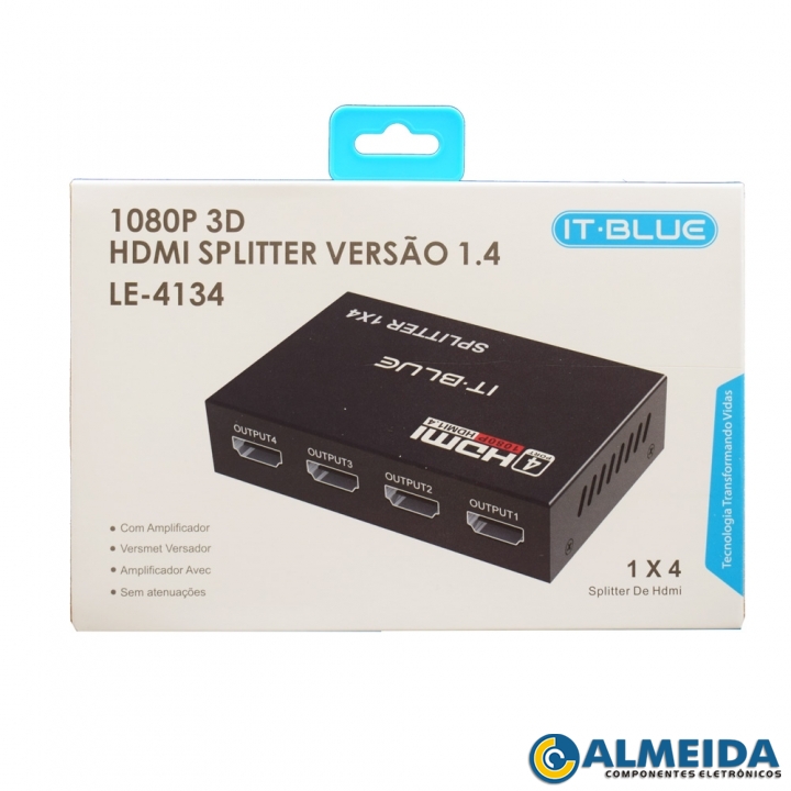 SPLITTER HDMI 1X4 DIVISOR FULL HD 1.4 LE-4134 IT-BLUE
