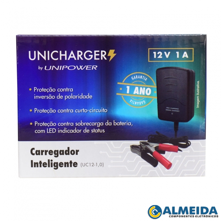 CARREGADOR BATERIA UNICHARGER 12V 1A INMETRO UNIPOWER
