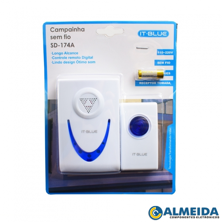 CAMPAINHA SEM FIO 110-220V 100MTS SD-174A IT-BLUE