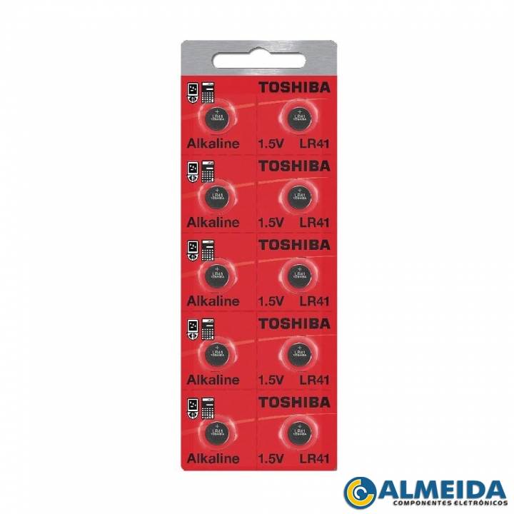 BATERIA LR41 ALKALINE 1,5V TOSHIBA (CARTELA 10 PCS)