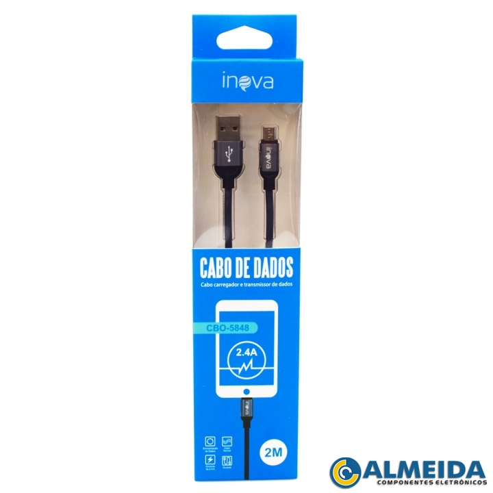 CABO USB MICRO USB V8 CARGA RAPIDA 2.4A 2MTS CBO-5848 INOVA