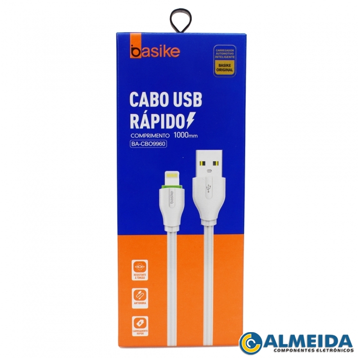 CABO USB LIGHTNING CARGA RAPIDA 2.4A IPHONE 1MT BA-CBO9960 BASIKE