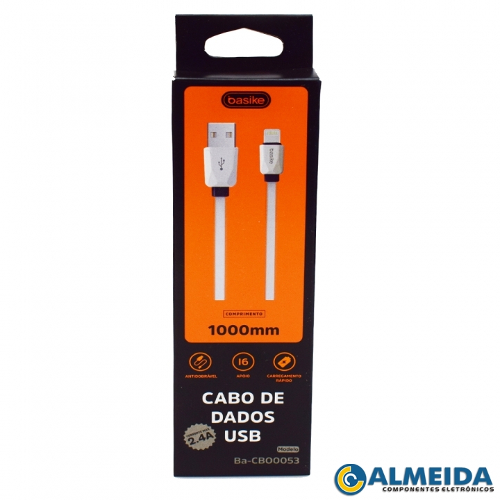 CABO USB LIGHTNING CARGA RAPIDA 2.4A IPHONE 1MT BA-CBO0053 BASIKE