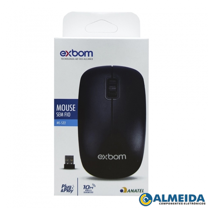 MOUSE OPTICO WIRELESS 2.4GHZ 10 MTS MS-S22 EXBOM