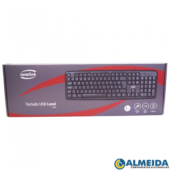 TECLADO USB STANDARD ABNT2 COM FIO PRETO TC-308 NEWLINK