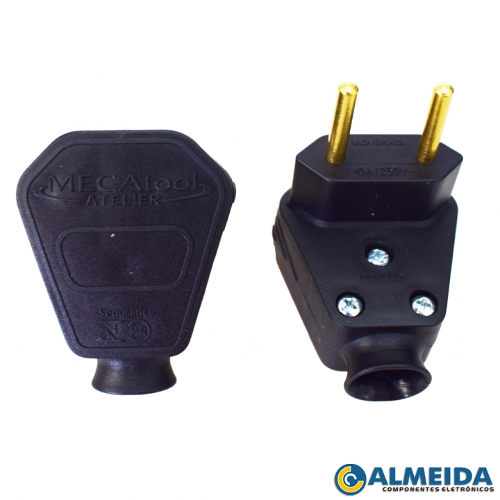 PLUGUE MACHO 2 PINOS 20A 90 GRAUS PROFISSIONAL B01520 MECATOOL