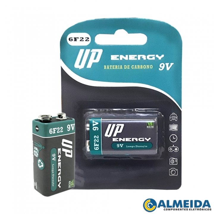 BATERIA 9V 6F22 UP ENERGY (CAIXA 10PCS)