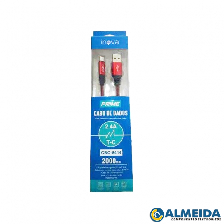 CABO USB TIPO C CARGA RAPIDA 2.4A 2 MTS CBO-8414 INOVA