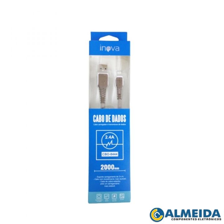 CABO USB LIGHTNING CARGA RAPIDA 2.4A IPHONE 2 MTS CBO-8444 INOVA
