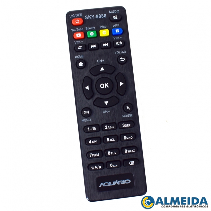 CONTROLE SMART TV BOX AQUARIO STV-2000 YOUTUBE/SPOTIFY SKY-9088
