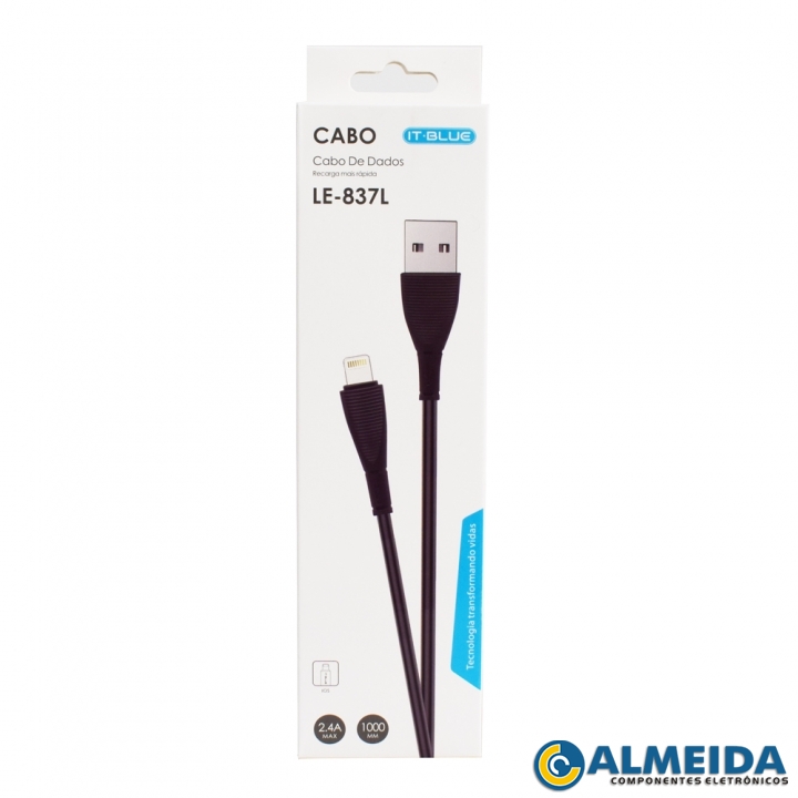 CABO USB LIGHTNING CARGA RAPIDA 2.4A 1MT LE-837L IT-BLUE