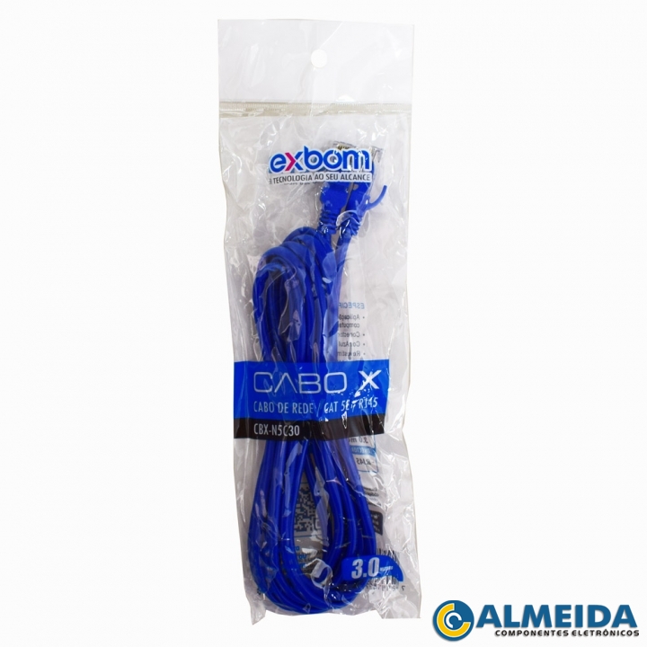 CABO DE REDE CAT5E RJ45 3 MTS CBX-N5C30 EXBOM